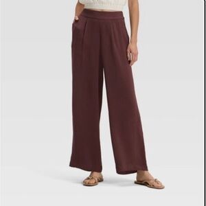NWT! Women's  High-Rise Modern Gauze
Pull-On Pants ,A New Day. Brown. Size 1X